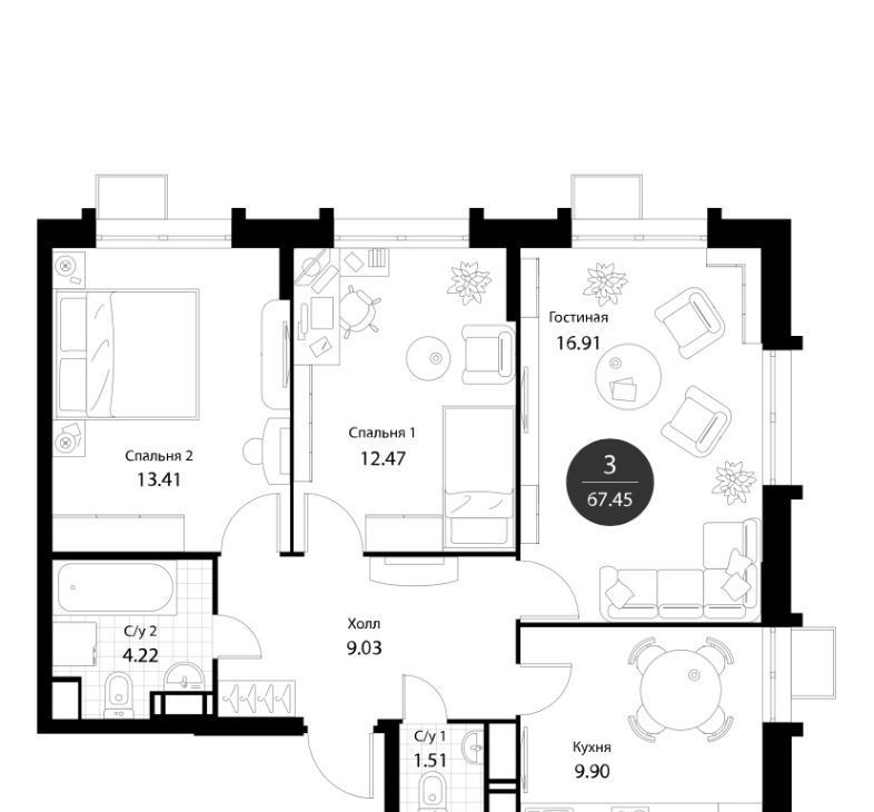 Сдается 3-к квартира на Тайнинская улица, 9к1, метро Бабушкинская, г. Москва