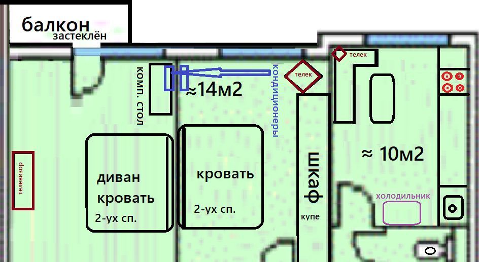 Сдается 2х-комнатная квартира на Большая Спасская улица, 31, метро Проспект Мира, г. Москва