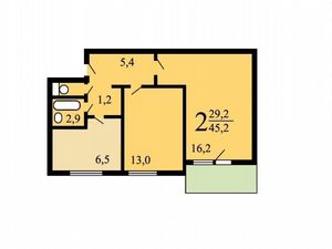 2-к кв. Москва Илимская ул., 2 (46.0 м²)