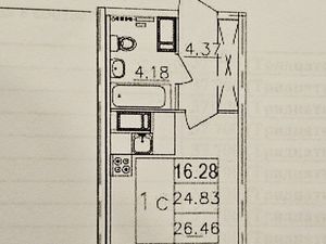 Студия Санкт-Петербург Будапештская ул., 102 (24.7 м²)