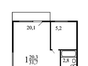 1-к кв. Москва Волгоградский просп., 107К2 (32.5 м²)