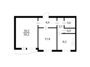 2-к кв. Москва ул. Наметкина, 11 (50.6 м²)