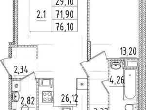2-к кв. Санкт-Петербург Белоостровская ул., 10к1 (71.9 м²)