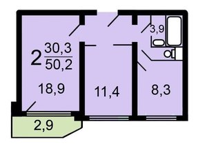 2-комнатная квартира: Москва, Дубравная улица, 35 (50.2 м²)