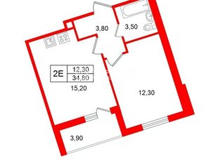 1-комнатная квартира: Шушары, Старорусский проспект, 13к1 (34.8 м²)