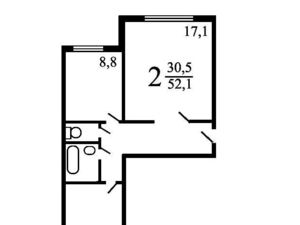 2-к кв. Москва ул. Скульптора Мухиной, 1К1 (54.0 м²)