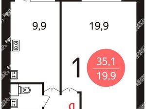 1-комнатная квартира: Москва, Кленовый бульвар, 23к2 (35.1 м²)