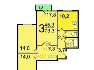 3-к кв. Москва ул. Цюрупы, 7К2 (75.0 м²)