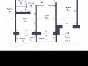 1к в 2-комнатной квартире (18 м²)