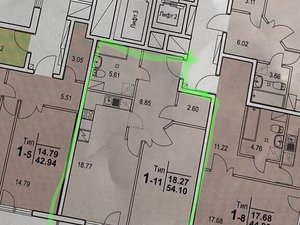 2-комнатная квартира: Санкт-Петербург, проспект Кузнецова, 11к1 (54 м²)
