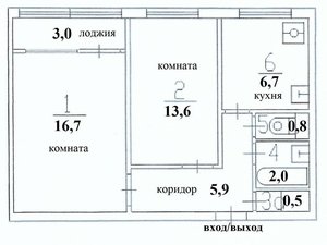 2-комнатная квартира: Москва, Ореховый бульвар, 25 (46.2 м²)