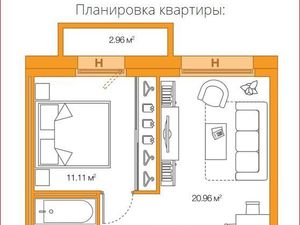 1-к кв. Санкт-Петербург Комендантский просп., 58к1 (42.8 м²)