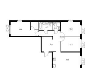 3-к кв. Москва ул. Поляны, 5Ак1 (91.4 м²)